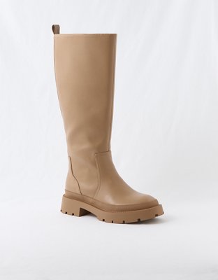 Cream leather clearance knee high boots