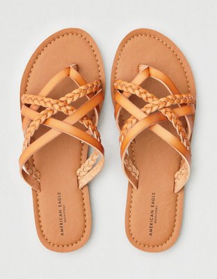 strappy braided sandals