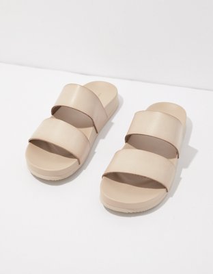 Two Strap Leather Sandals Black by FEIT