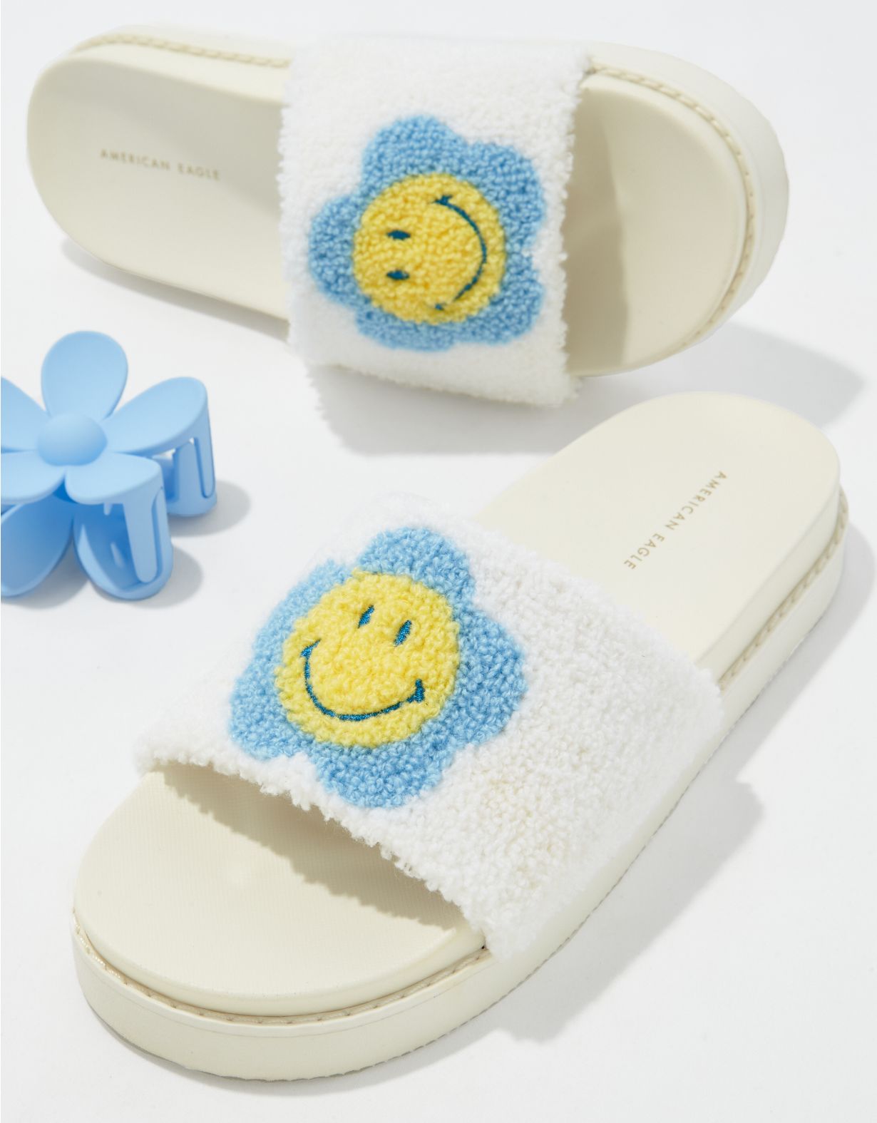 Sandales mules en tissu éponge Smiley® AE