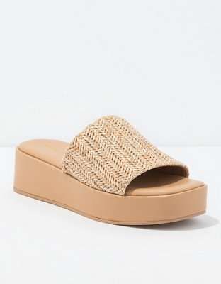 Raffia platform hot sale slides