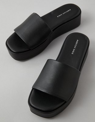 No Doubt Buckle Slider Sandals in Black