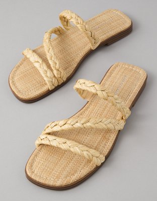 AE Raffia Braided Slide Sandal