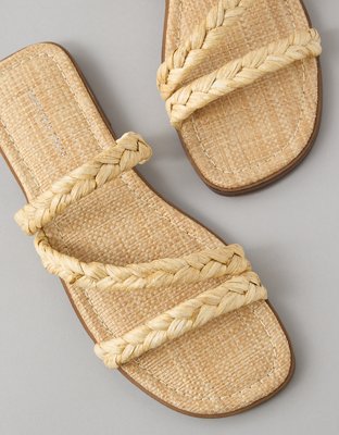 AE Raffia Braided Slide Sandal