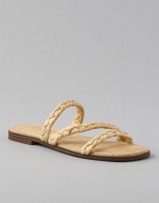 AE Raffia Braided Slide Sandal