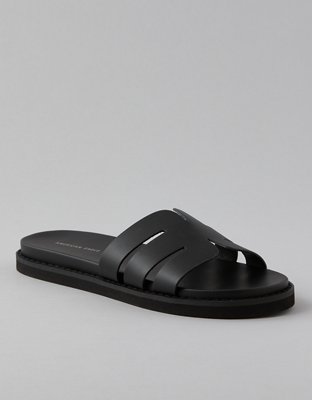 AE Cutout-Strap Vegan Leather Slide Sandal