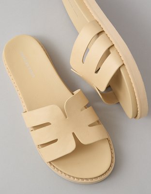 AE Cutout-Strap Vegan Leather Slide Sandal