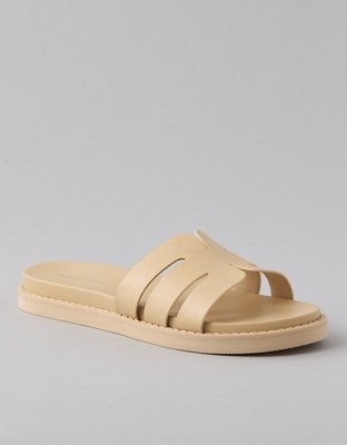 AE Cutout-Strap Vegan Leather Slide Sandal