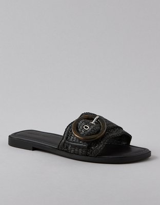 AE Raffia Buckle Slide Sandal