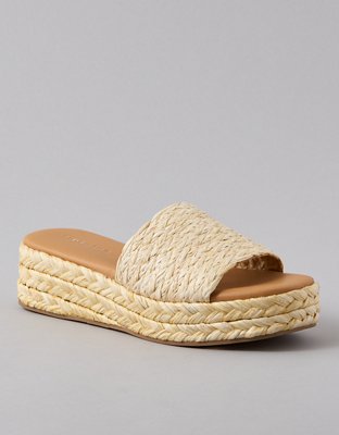 AE Raffia Espadrille Flatform Slide Sandal
