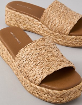 AE Raffia Espadrille Flatform Slide Sandal