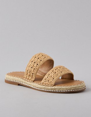 AE Raffia Espadrille Slide Sandal