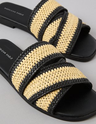 AE Two-Tone Raffia Slide Sandal | American Eagle display picture 3