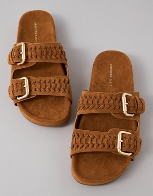 AE Sueded Double Buckle Slide Sandal