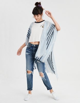 aeo fringe midi kimono