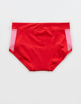 Женские трусы Aerie x Emily + Meritt Shine из сетки со средней посадкой, цвет: Яркий красный — фото 4