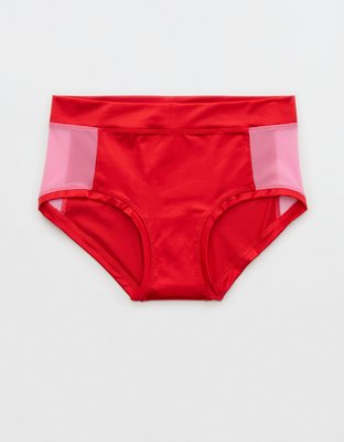 Женские трусы Aerie x Emily + Meritt Shine из сетки со средней посадкой, цвет: Яркий красный — фото 3
