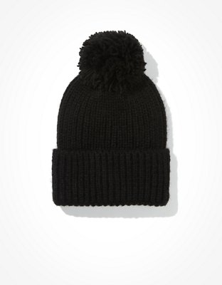 AE Gorro de lana en punto elástico con pompón