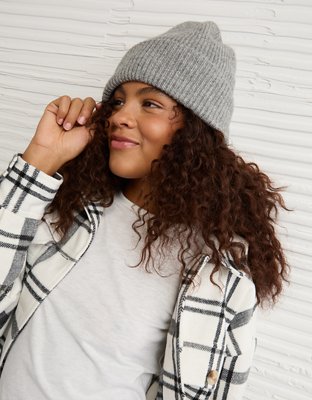 American Eagle Beanie Hat Silver Shadow Leopard Print Knit Cuffed Fall Winter AE Leopard Print Beanie | American Eagle main image 3