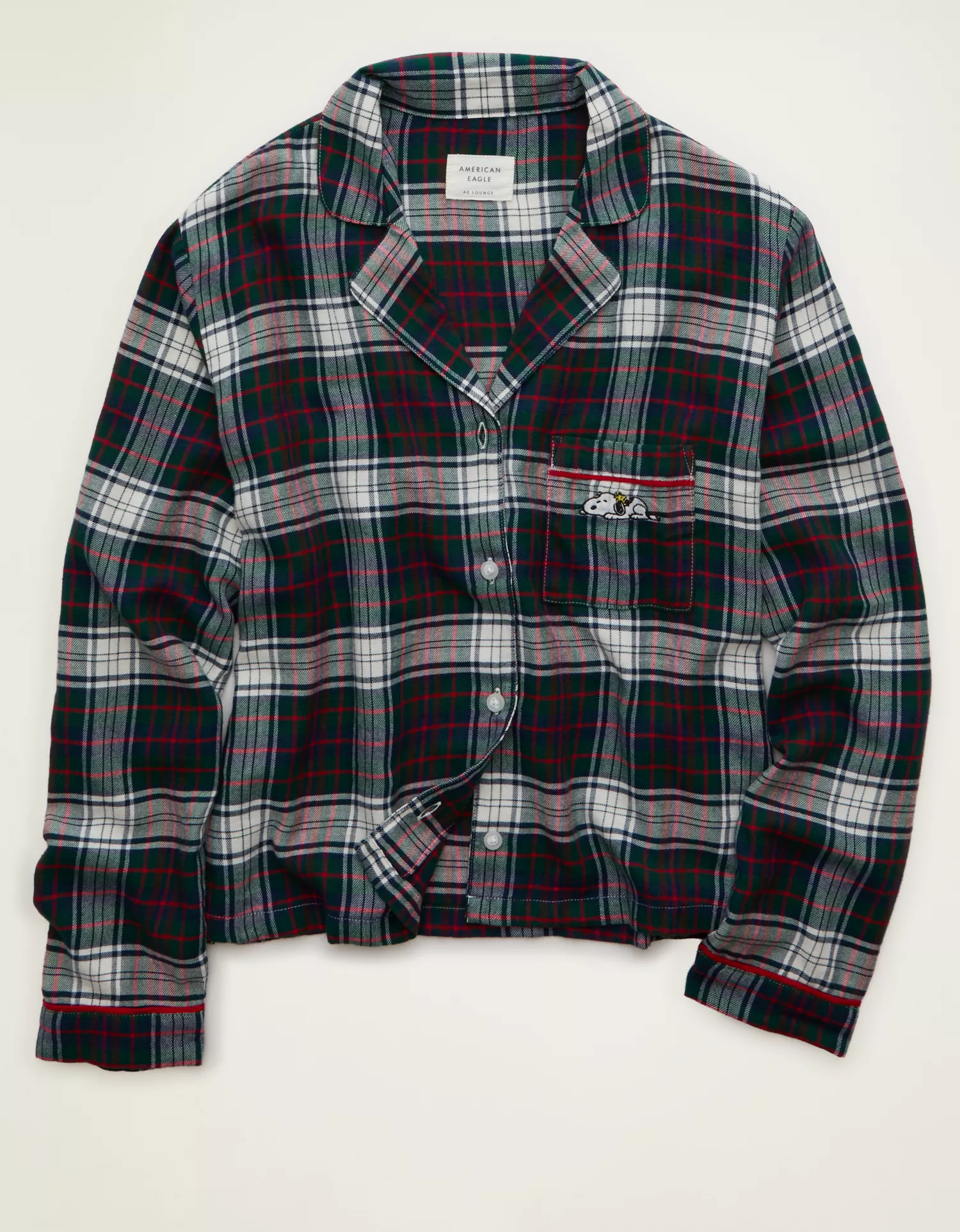 AE Slow Morning Snoopy Flannel Long-Sleeve PJ Top - thumbnail 4