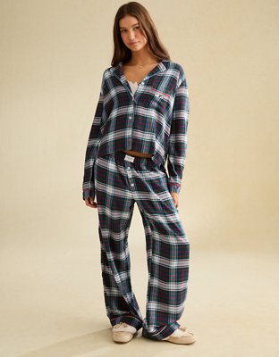 AE Slow Morning Snoopy Flannel Long-Sleeve PJ Top