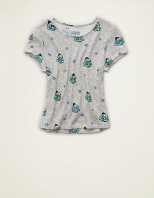 AE Luxe Plush Waffle Snoopy Baby Tee