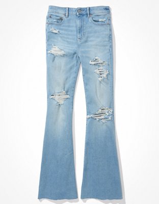 ae ripped super high waisted baggy wide leg jean