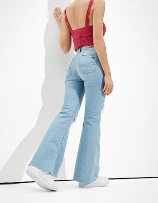 ae ripped super high waisted baggy wide leg jean