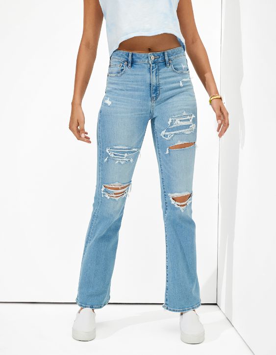 AE Ripped Super High-Waisted Flare Jean