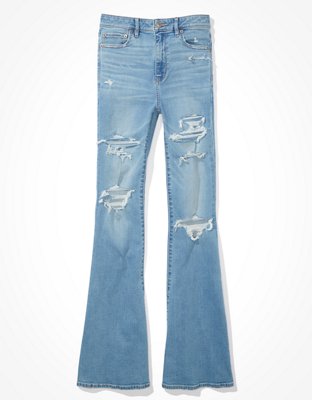 AE Super High-Waisted Flare Jean con rasgados