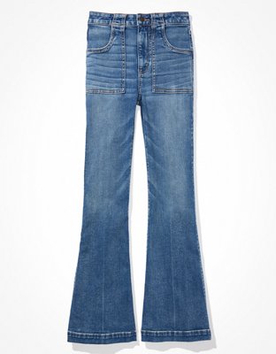 American Eagle aerie AE Ne(x)t Level Ripped Super High-Waisted Flare Jean  69.95