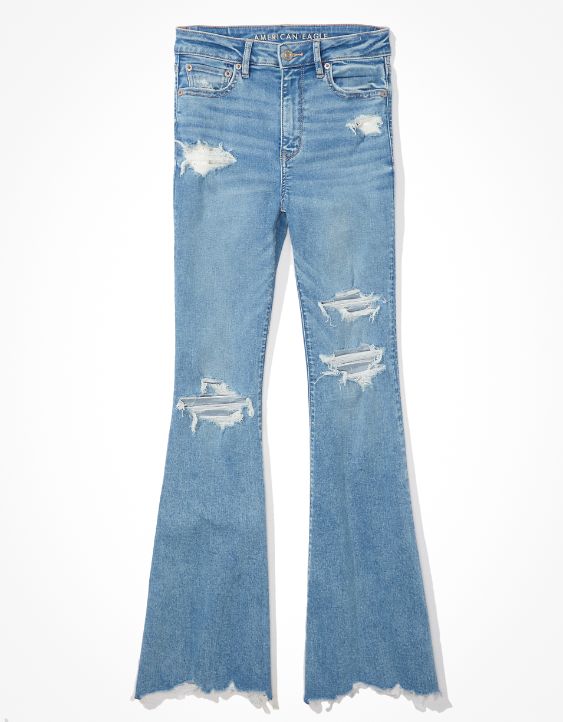 AE Stretch Ripped Super High-Waisted Flare Jean