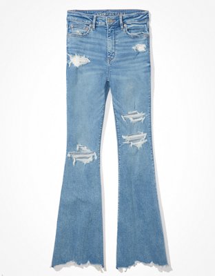AE Stretch Ripped Super High-Waisted Flare Jean