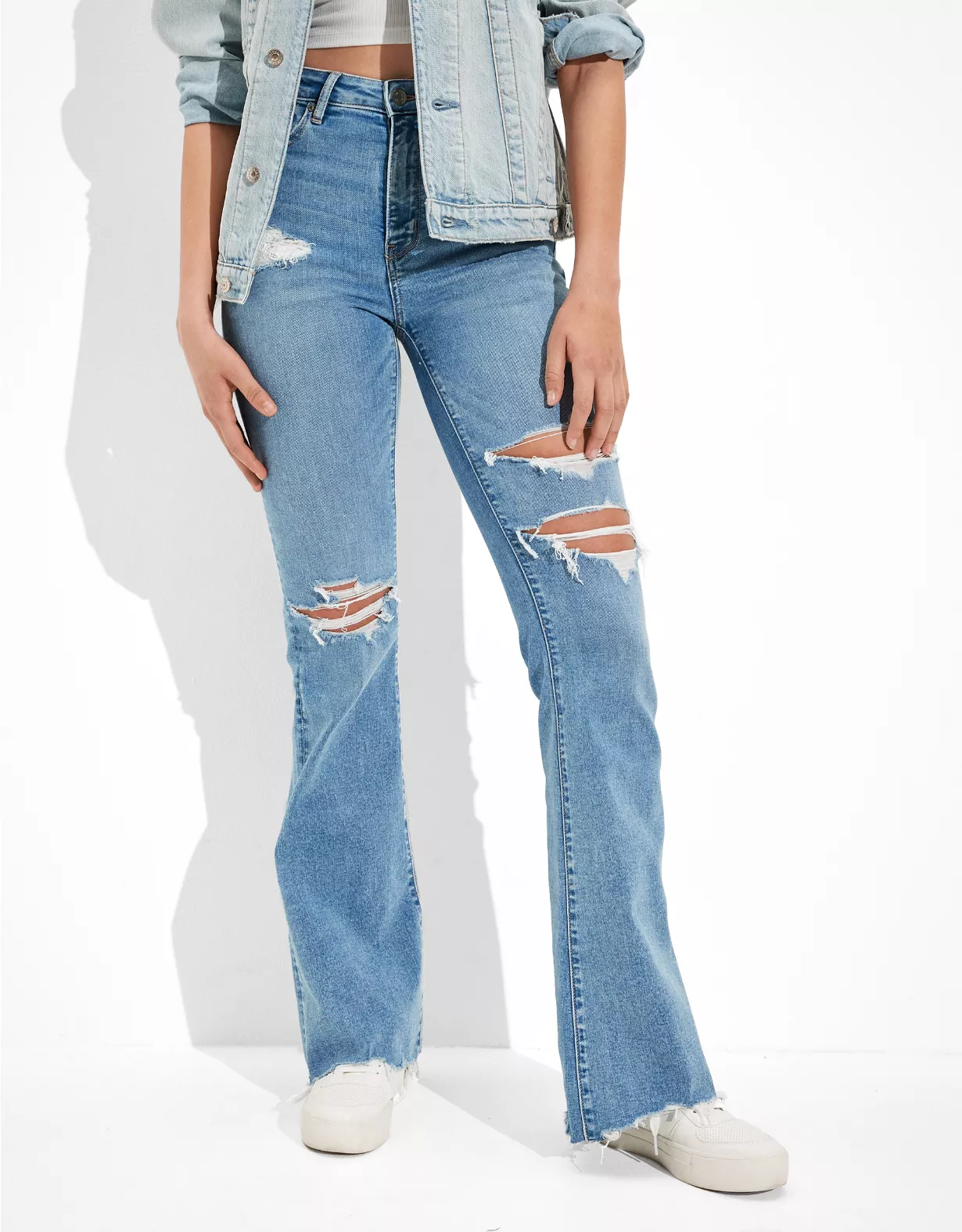 AE Stretch Ripped Super High-Waisted Flare Jean