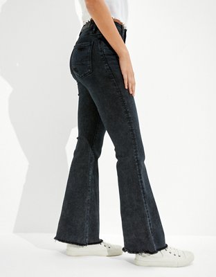 high rise flare black jeans