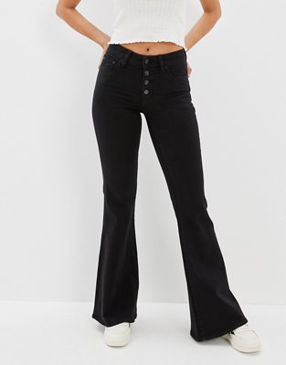 PacSun Black Lace-Up Low Rise Flare Jeans