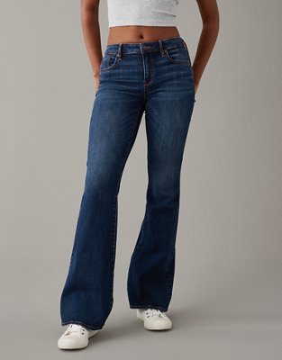 Middle blue denim Flared jeans with low waist - Buy Online