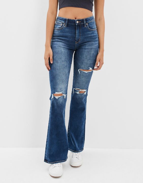 AE Forever Soft Ripped Super High-Waisted Flare Jean