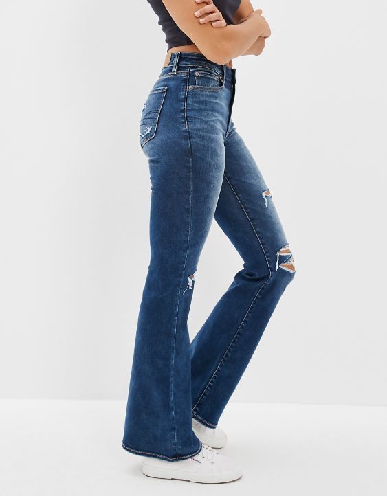 AE Forever Soft Ripped Super High-Waisted Flare Jean