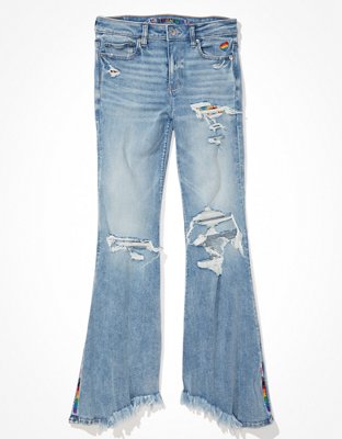 Женские джинсы American Eagle AE Pride Ne(x)t Level Ripped Festival Flare Jean — фото 3