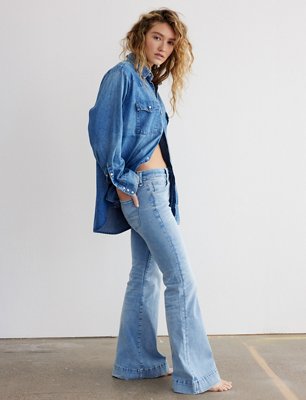 Tall Blue High Waist Brooke Flared Jeans