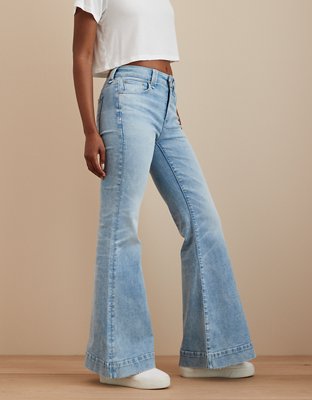 AEO Hi-Rise Flare Jeans - Blue Haven Size: 14