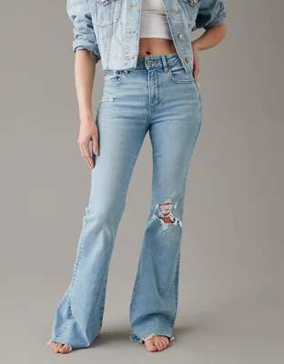 Level Ripped Super High-Waisted Flare Jean