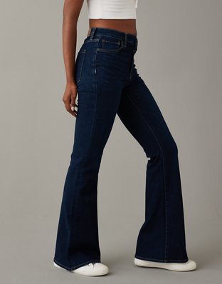 Women's High-Rise Ripped Dark Wash Flare Jeans