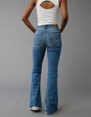 AE Next Level Super High-Waisted Ripped Flare Jean