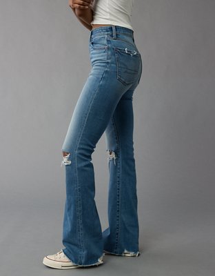 AE Next Level Super High-Waisted Ripped Flare Jean