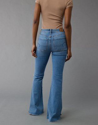 AE Stretch High-Waisted Ripped Flare Jean
