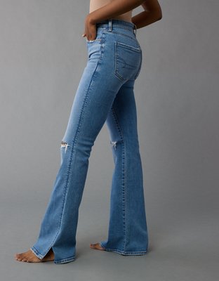 AE Stretch High-Waisted Ripped Flare Jean