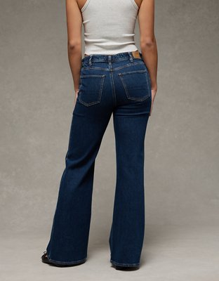 Женские джинсы American Eagle AE Stretch High-Waisted Flare, цвет: Тёмный насыщенный индиго — фото 2