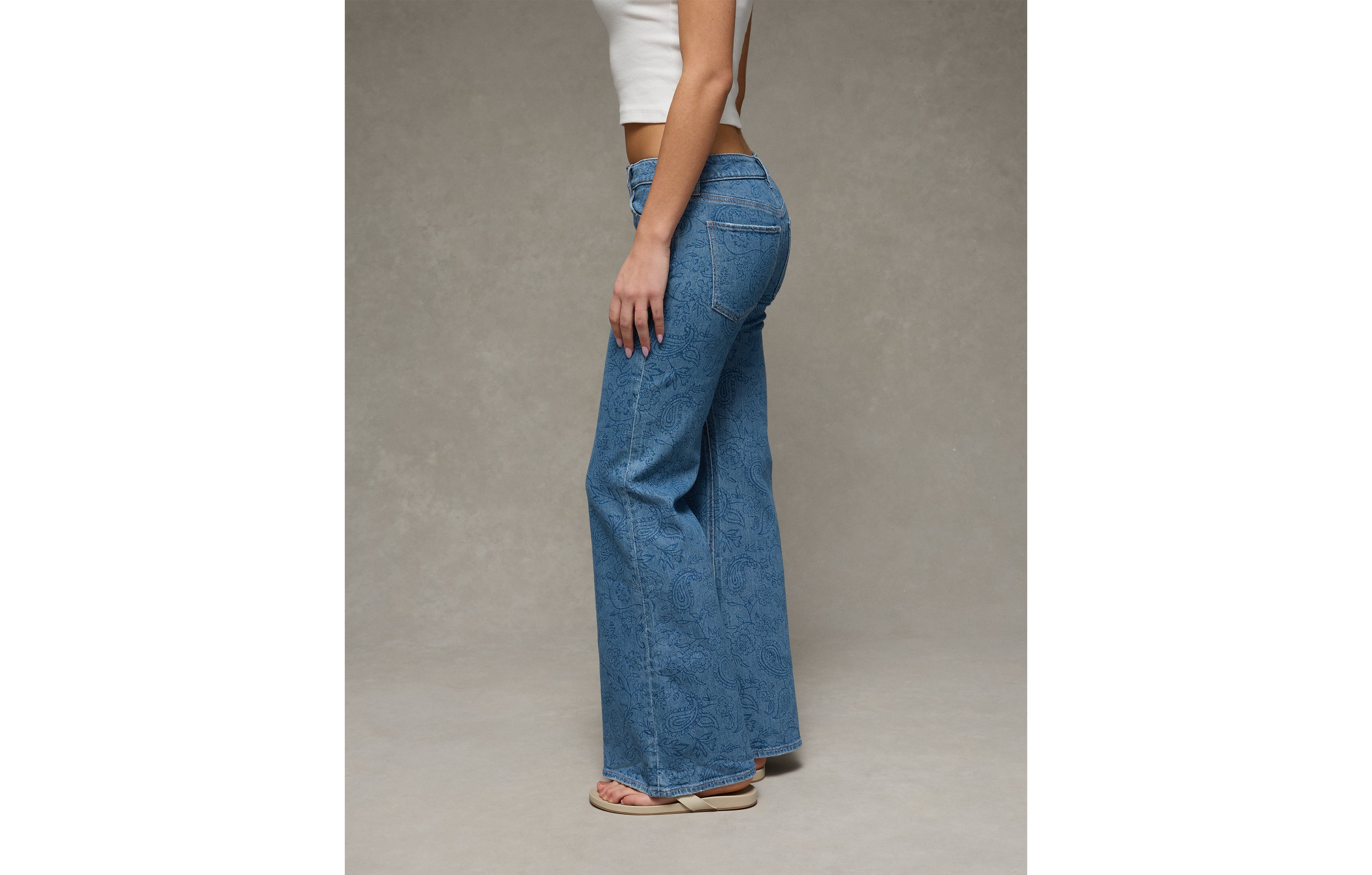 AE Stretch Low-Rise Floral Flare Jean